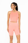 Mono B - Essential Micro-Ribbed Racer Athleisure Tank Top: BASIC WHITE / S:M:L (2:2:2)