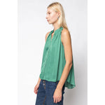 Scallop-trim Button Up Sleeveless Top