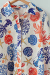 Urban Daizy - Ocean Shell & Lobster Print Relaxed Summer Shirt: MULTI / S-2/M-2/L-2
