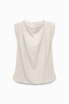 Draped Sleeveless Top With Gathered Neckline