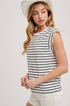 Bluivy - STIRPED MUSCLE TEE: IVORY / S