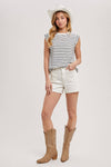 Bluivy - STIRPED MUSCLE TEE: IVORY / S