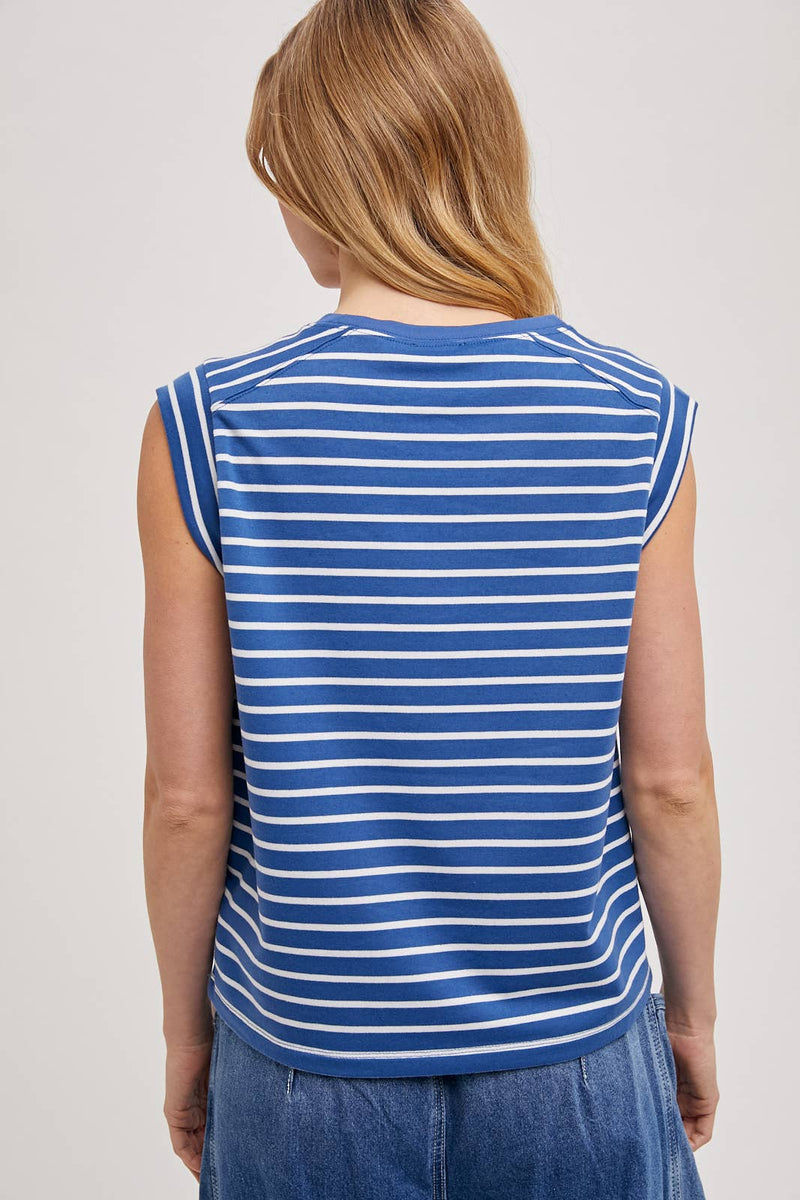 Bluivy - STIRPED MUSCLE TEE: IVORY / S