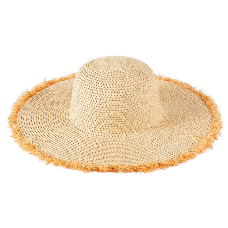 Sensibling Corp. - Frayed Edge Floppy Straw Sun Hat: Beige
