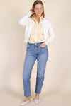 Pearl Trimmed Rib Contrast Cardigan