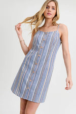Button Down Dress With Bow Straps & Cross Lace Back