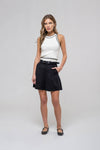 The Workshop Studio - CONTRAST STRIPE SWEATER KNIT HALTER TOP: BLACK