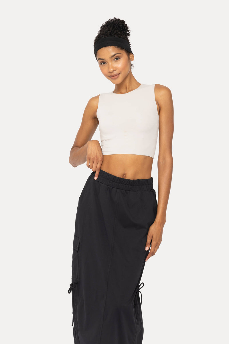 Mono B - Cropped Fitted Muscle Tee: SHELL PINK / S:M:L (2:2:2)