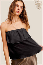 Off Shoulder Ruffle Casual Tube Top