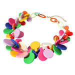 Sensibling Corp. - Bold Colorful Resin Disc Beaded Statement Necklace: Multi-Colored