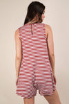 VERY J - NP70744-Striped Knit Casual Comfy Romper: DENIM / S-M-L/2-2-2