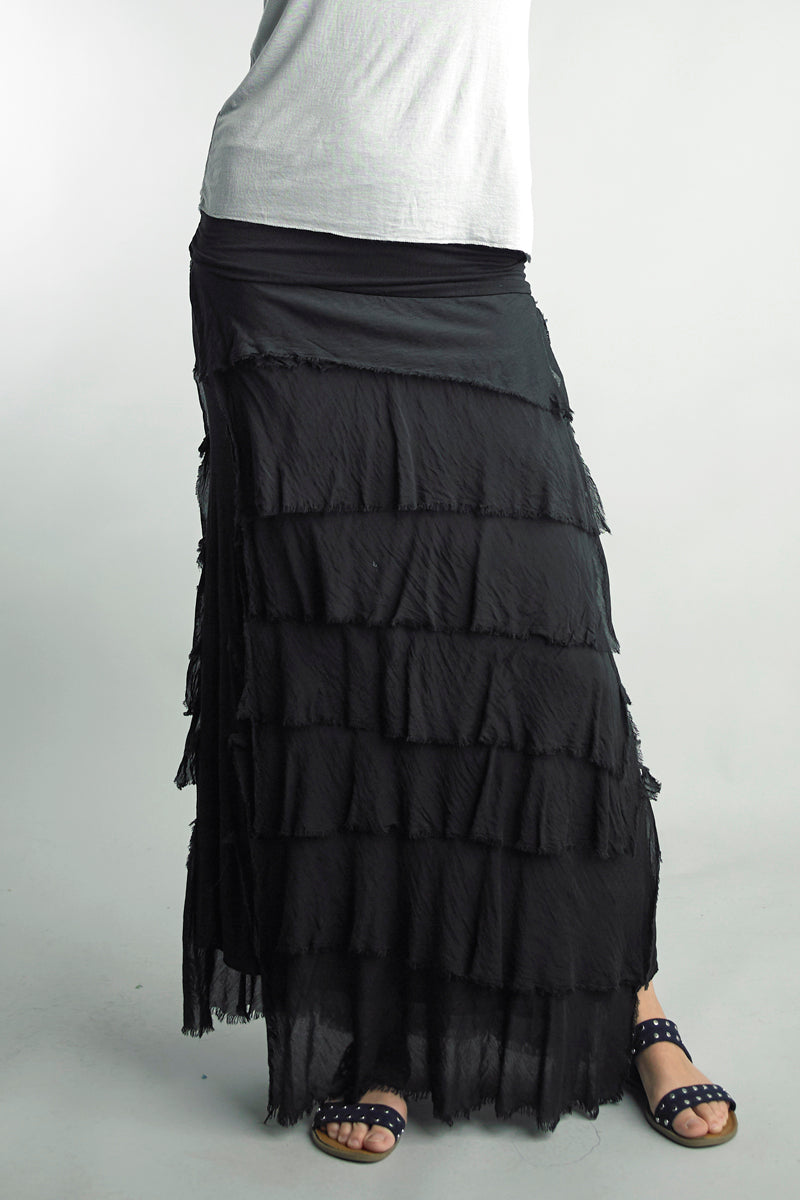 Black Layered Maxi Skirt