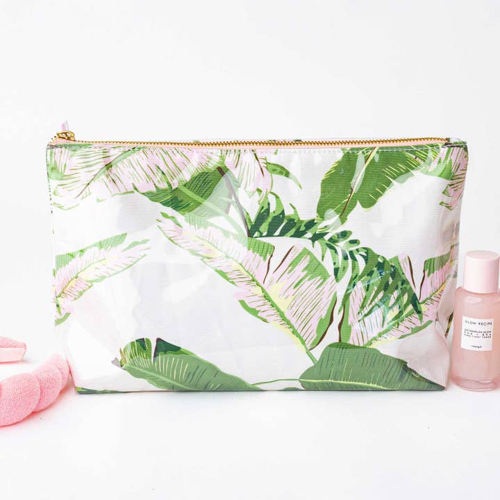 Natural Botanical Clear Coated Travel Cosmetic Case