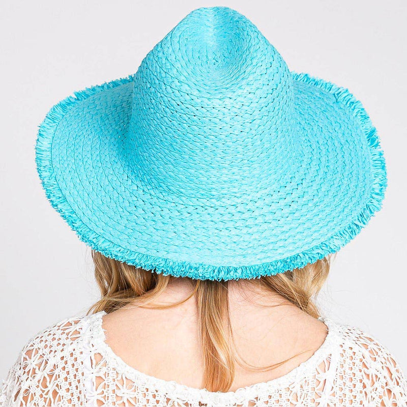 Sensibling Corp. - Frayed Solid Straw Sun Hat: Turquoise