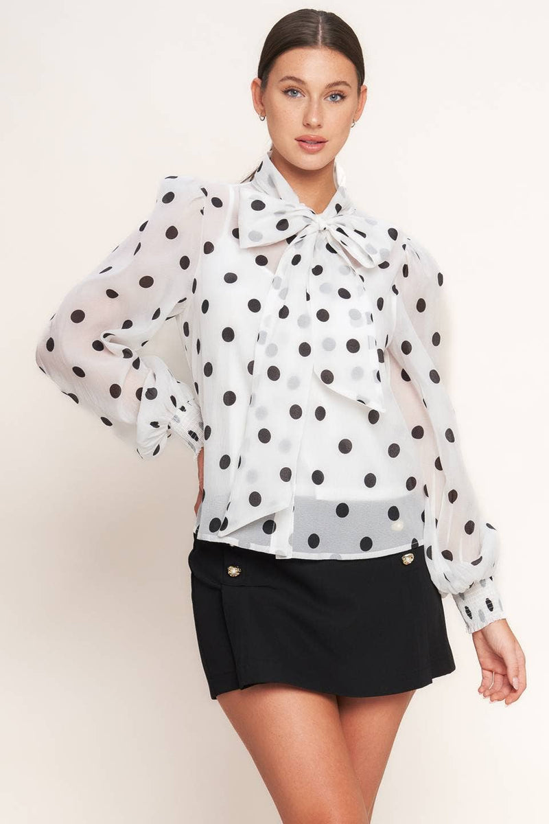 Lucy Polka Dot Tie Top