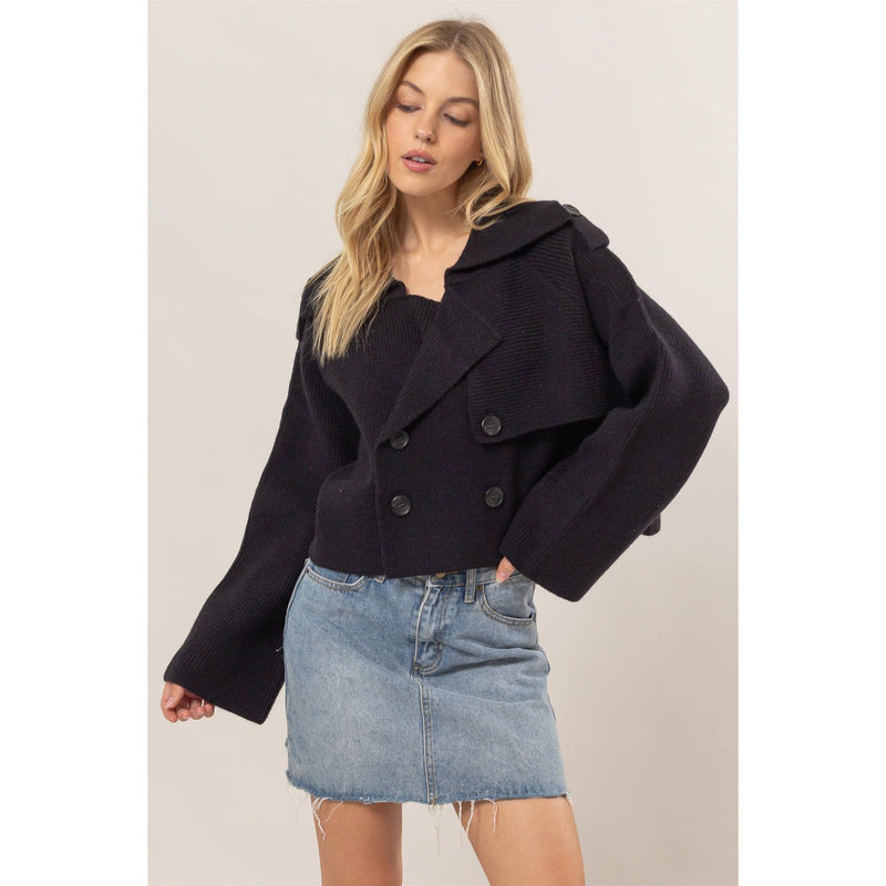 Double Breast Sweater Trench Jacket