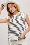 Bluivy - STIRPED MUSCLE TEE: IVORY / S