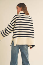 STRIPED TURTLE NECK SWEATER TOP