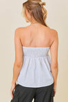 Pleated Strapless Button Front Top