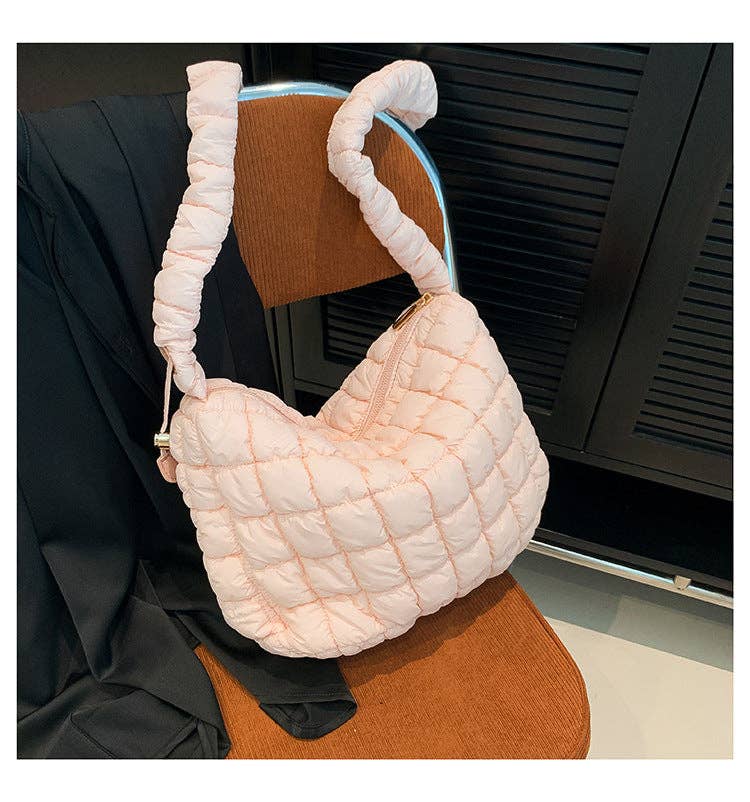Solid Color Cloud Bag Casual Daily Shoulder Bag: Pink