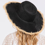 Sensibling Corp. - Frayed Edge Floppy Straw Sun Hat: Beige
