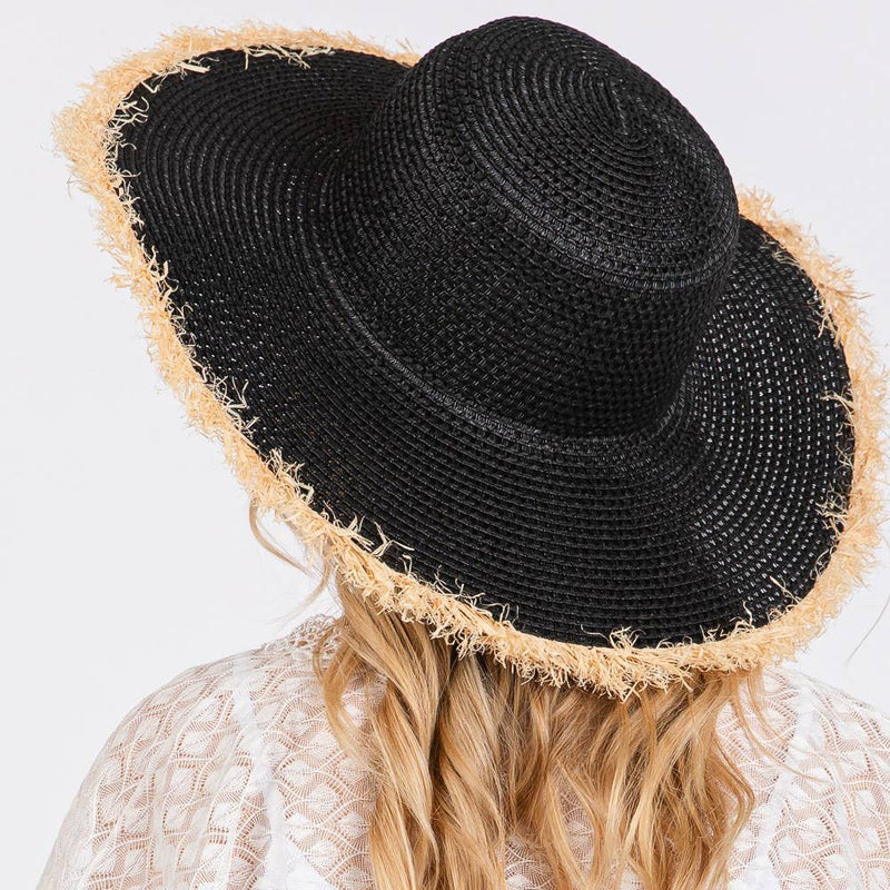 Sensibling Corp. - Frayed Edge Floppy Straw Sun Hat: Beige