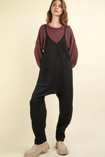 Quilted Loose Fit Casual Baggy Knit Jumpsuit