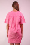 VERY J - ND31634-Mineral Washed Knit Oversized Shift Mini Dress: BLUE / S-M-L/2-2-2