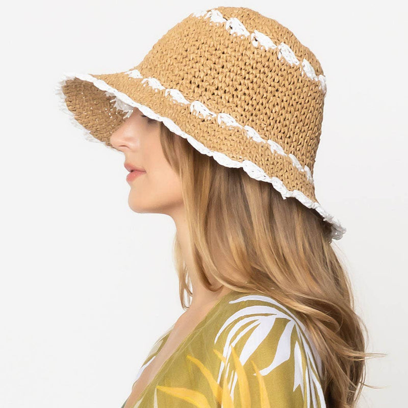 Two Toned Weaved Bucket Hat