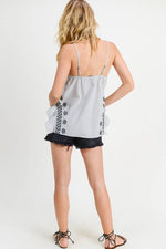 Pinstripe Side Ruffle Tank
