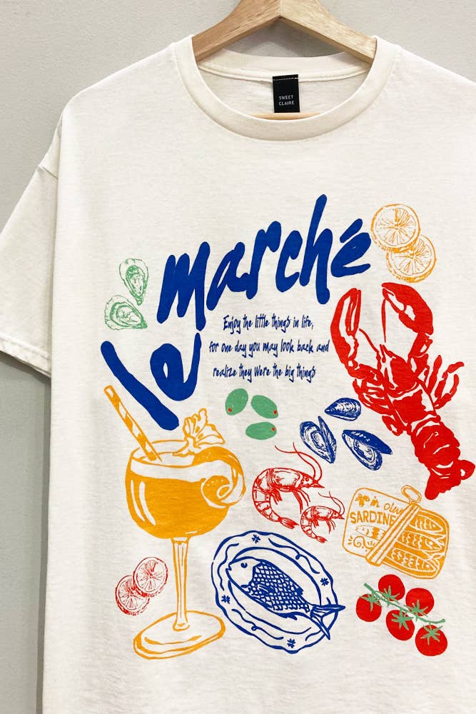 Sweet Claire - Le Marche Picnic Tee: CREAM / OVERSIZED / SM