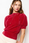 Soft Mohair Puff Short Sleeve Knit Top