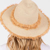 FRAYED BAND AND TRIM STRAW SUN HAT