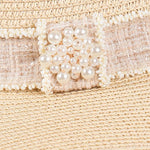 TWEED AND PEARL BAND STRAW SUN HAT
