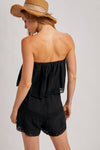 Bluivy - STRAPLESS EMBROIDERED TRIM JUMPSUIT: Beige / S