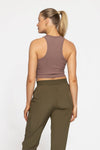 Mono B - Essential Micro-Ribbed Racer Athleisure Tank Top: BASIC WHITE / S:M:L (2:2:2)