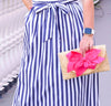 The Vineyard Straw Clutch with Interchangeable Bow -Hot Pink