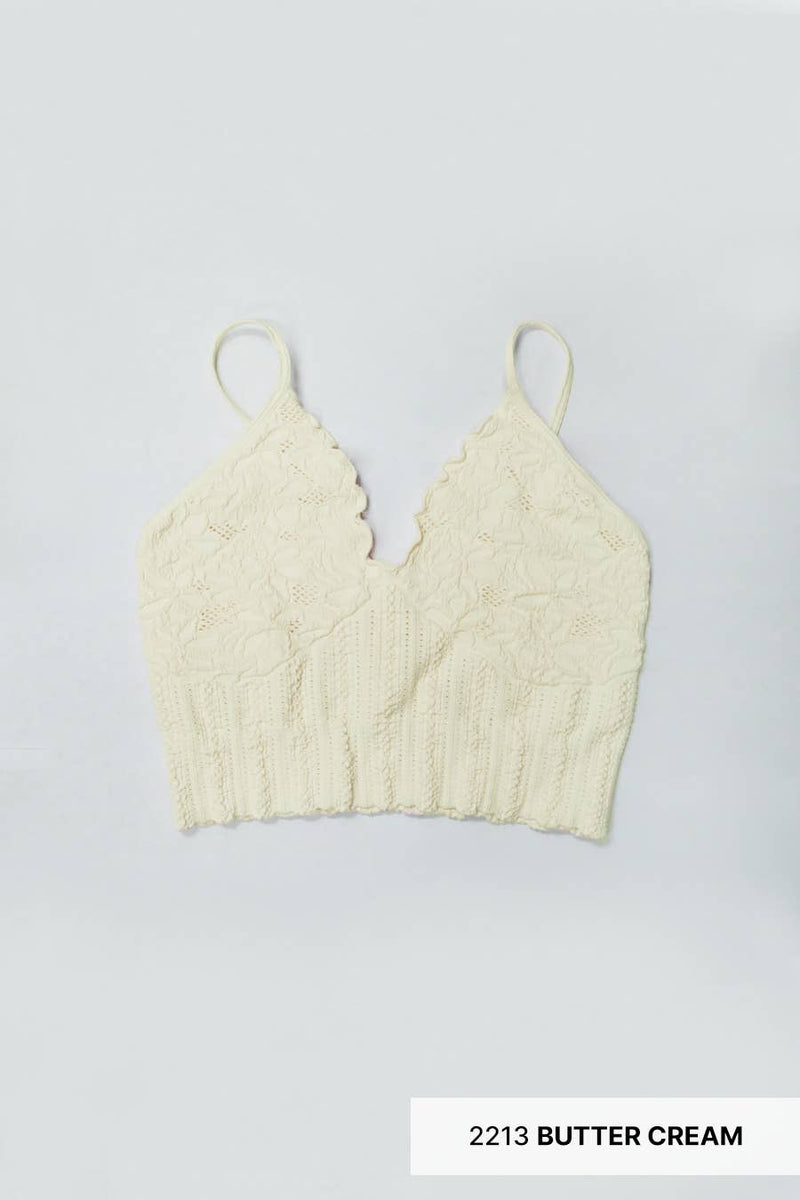 Lace Textured Bralette Butter Cream