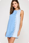 Scallop Color-Block Linen Mini Dress