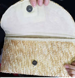 The Vineyard Straw Clutch w Interchangeable Bow -Kelly Green