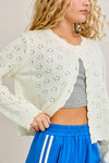 LE LIS - SCALLOP EDGE SWEATER CARDIGAN: White / S