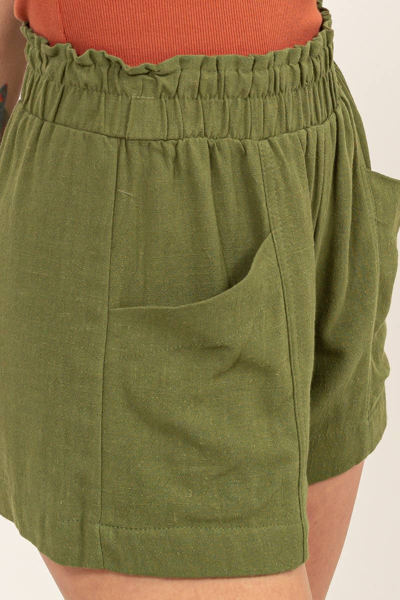 HIGH WAIST LINEN SHORTS