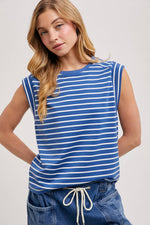 Bluivy - STIRPED MUSCLE TEE: IVORY / S