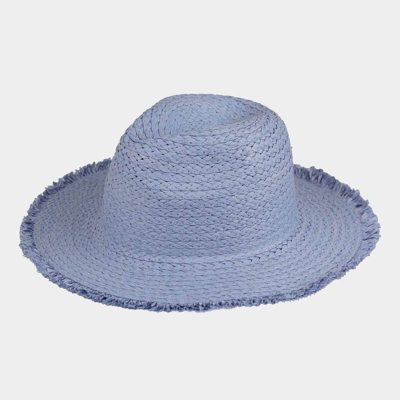 Sensibling Corp. - Frayed Solid Straw Sun Hat: Turquoise