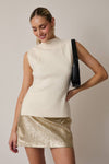 Sunday Edition by LE LIS - MOCK NECK SLEEVELESS SWEATER: CREAM / S