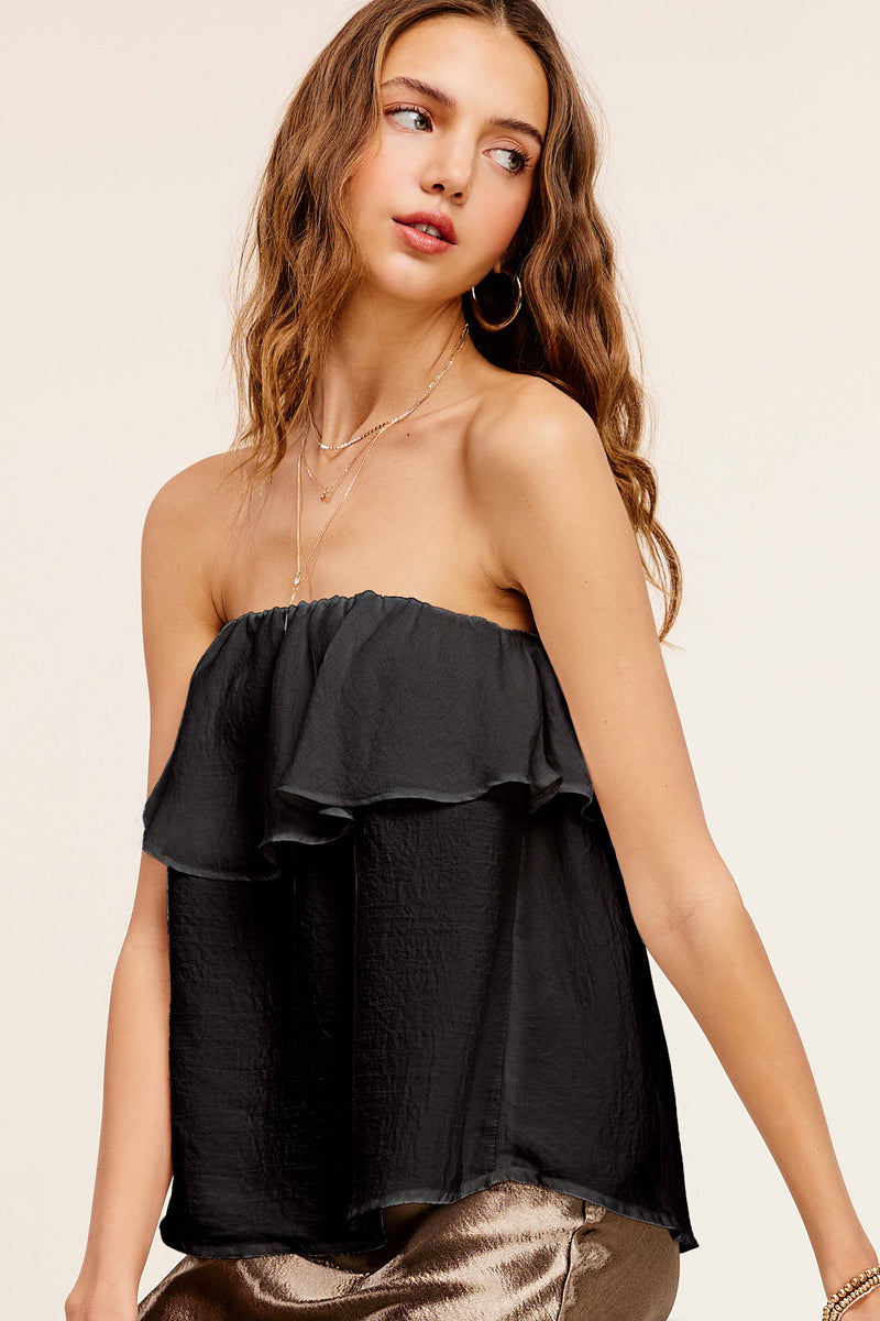 Off Shoulder Ruffle Casual Tube Top