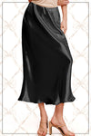 Satin Long Panel Silhouette Skirt