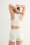 Mono B - Essential Micro-Ribbed Racer Athleisure Tank Top: BASIC WHITE / S:M:L (2:2:2)