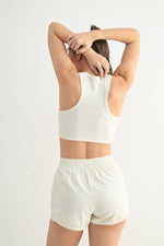 Mono B - Essential Micro-Ribbed Racer Athleisure Tank Top: BASIC WHITE / S:M:L (2:2:2)
