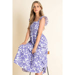 Smocked Flower Front Maxi Dress